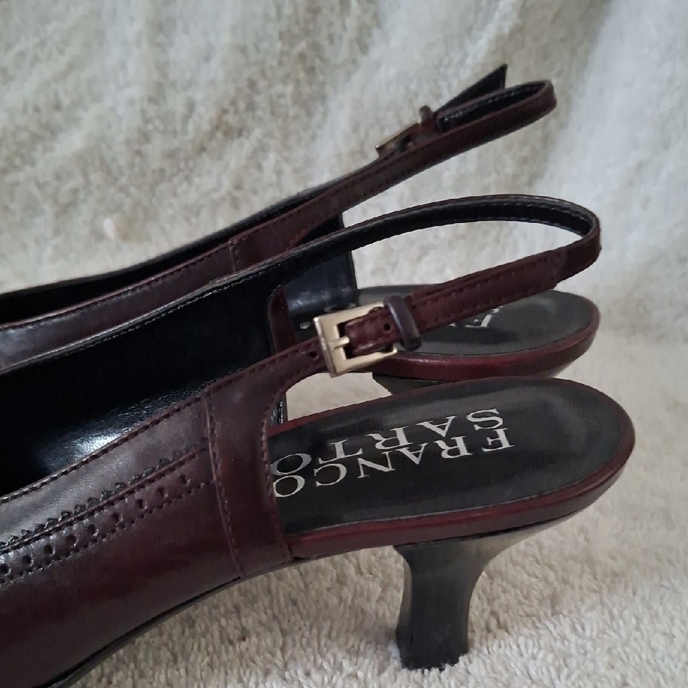 FRANCO SARTO Maroon Slingback Heels - Picture 6 of 10